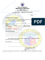 Medical certificate for student physical exam