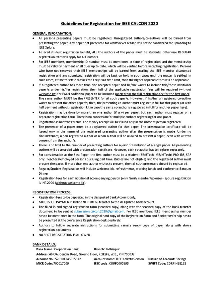 CALCON 2020 Registration Guidelines | PDF | Service Industries