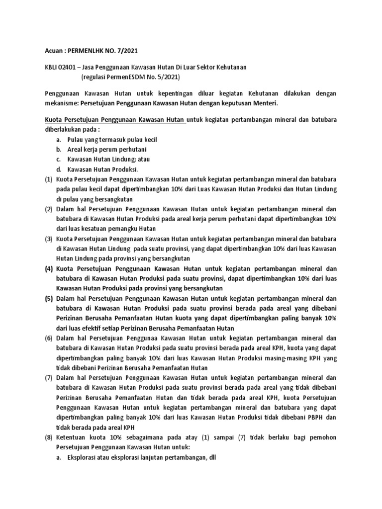 Persyaratan Penggunaan Kawasan Hutan Ppkh Pdf