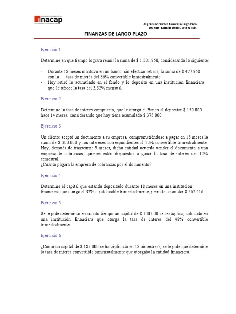 Ejercicios de Finanzas a Largo Plazo | PDF | Bancos | Sector privado