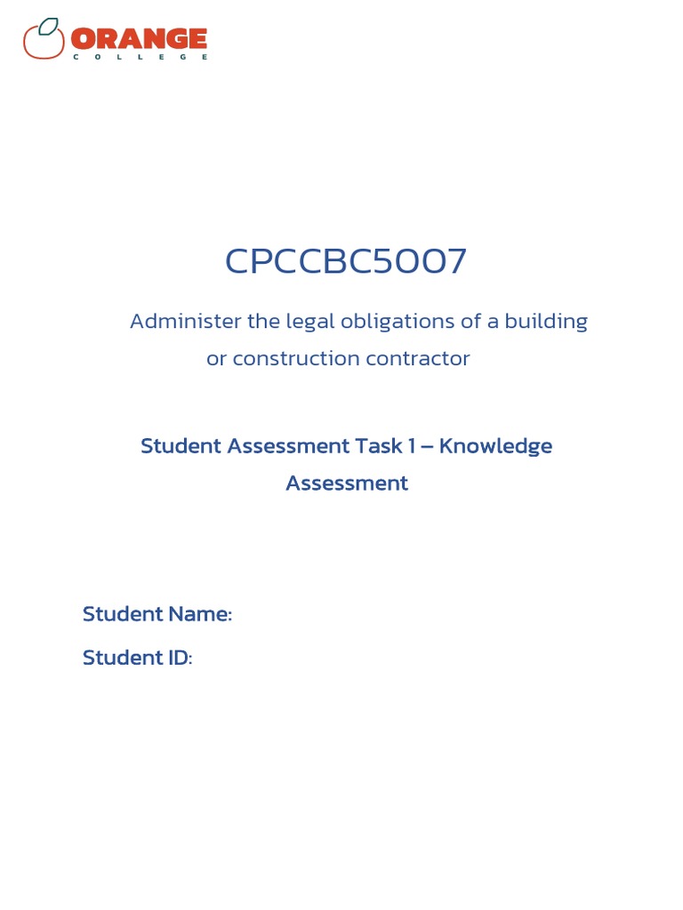 CPCCBC5007 Student Assessment Task 1 | PDF | Employment | Green Building