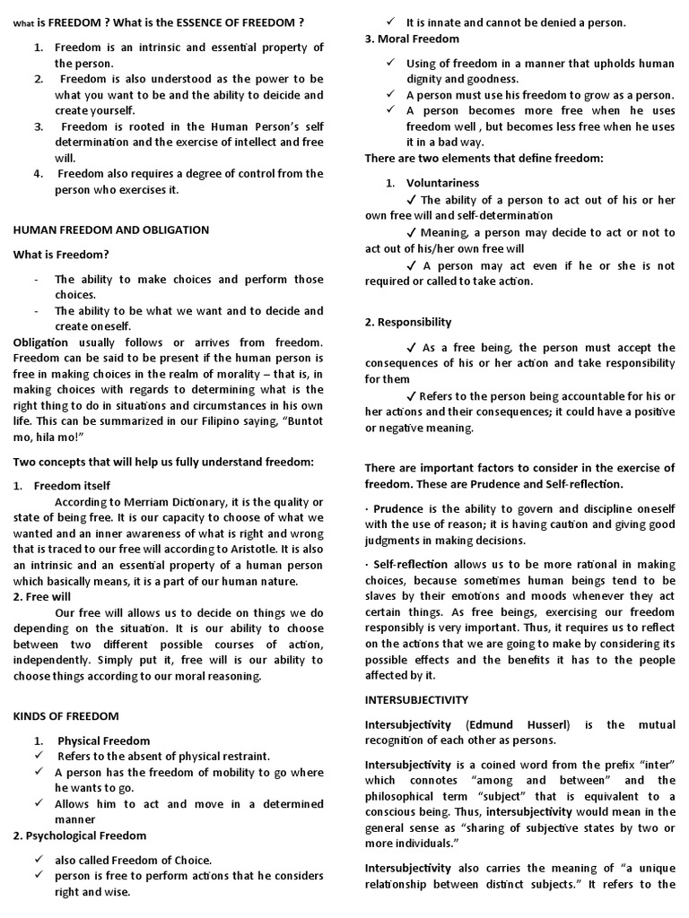 Understanding Freedom and Intersubjectivity | PDF | Free Will | Psychology