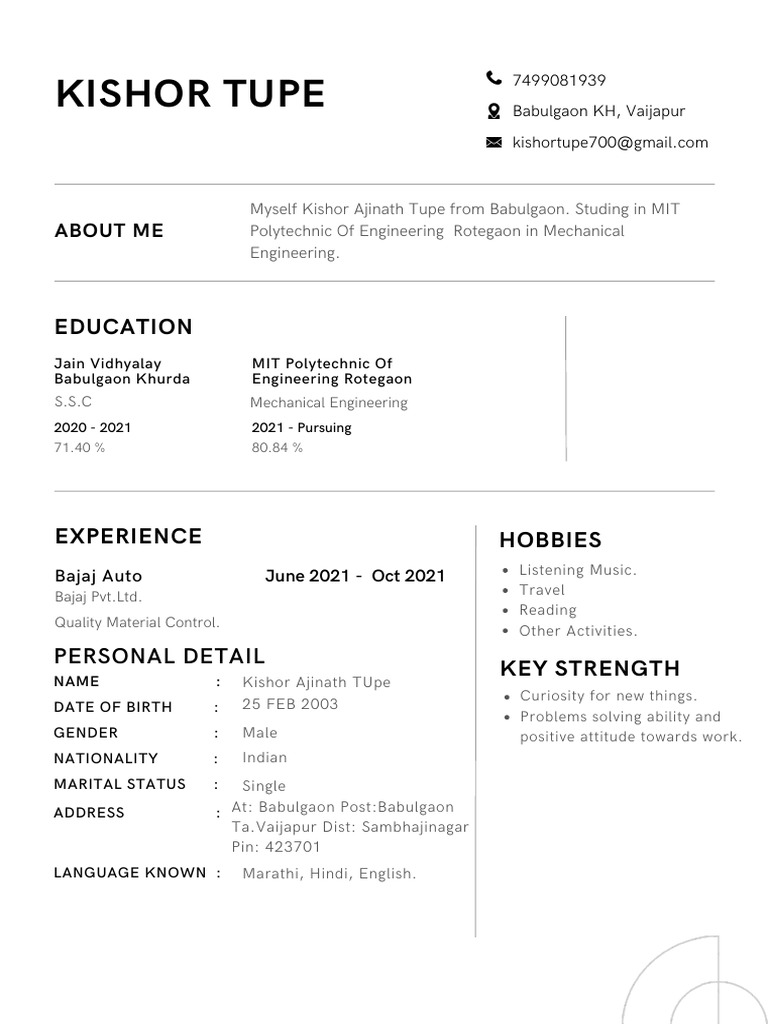 Kishor Resume PDF | PDF