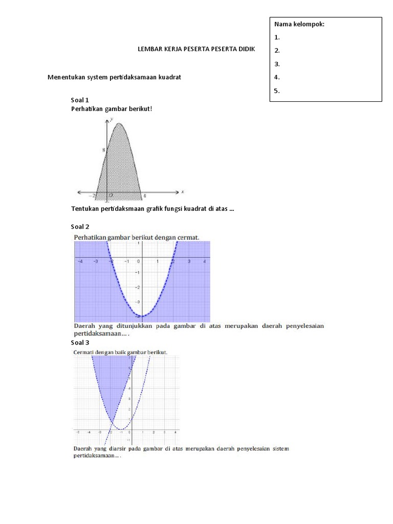 LKPD Pertidaksamaan Linear Dua Variabel | PDF