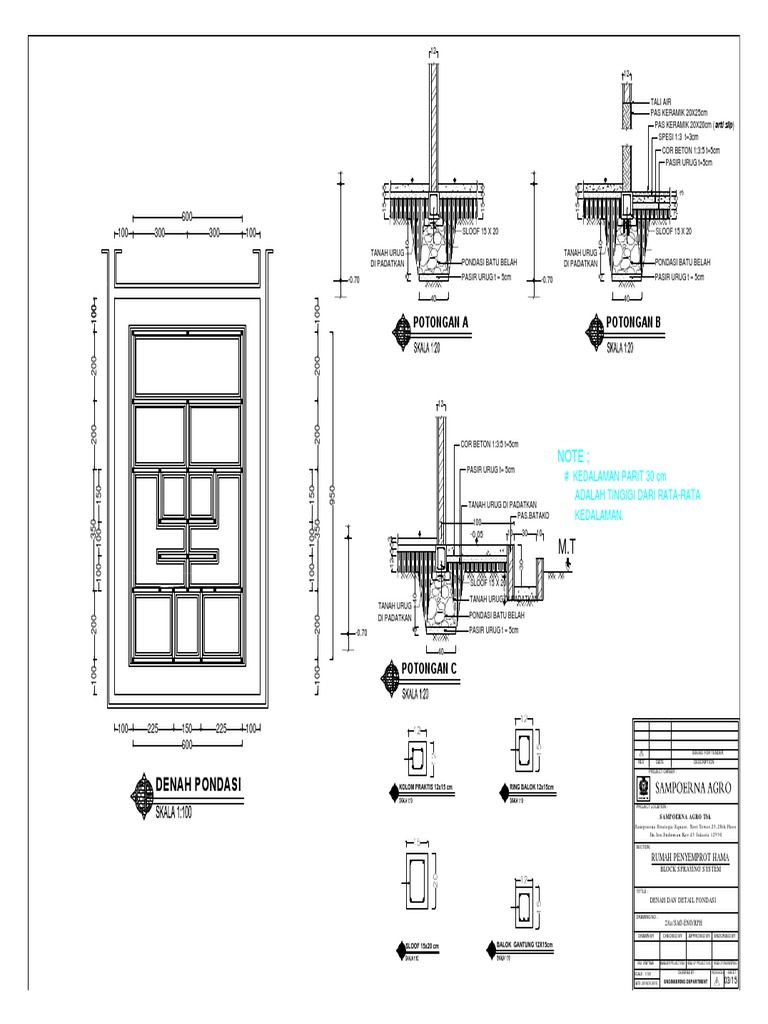 Denah Pondasi Dan Det - Pondasi PDF | PDF