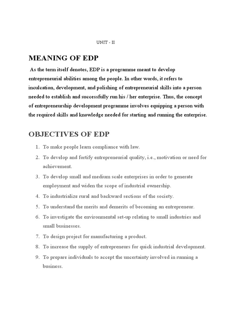 Understanding Entrepreneurial Development Programmes | PDF ...