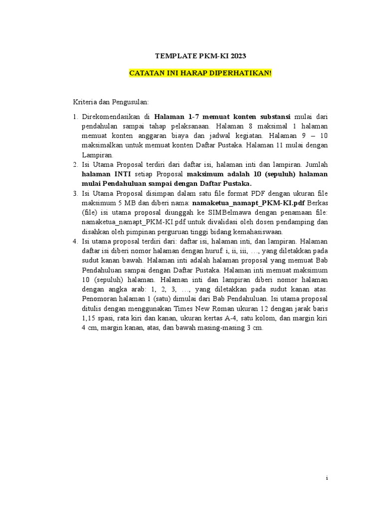 Template Proposal PKM-KI 2023 | PDF | Bisnis