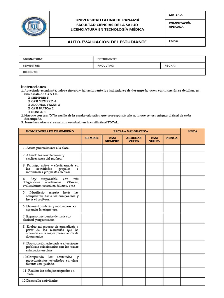 Autoevaluación Final | PDF | Maestros | Evaluación