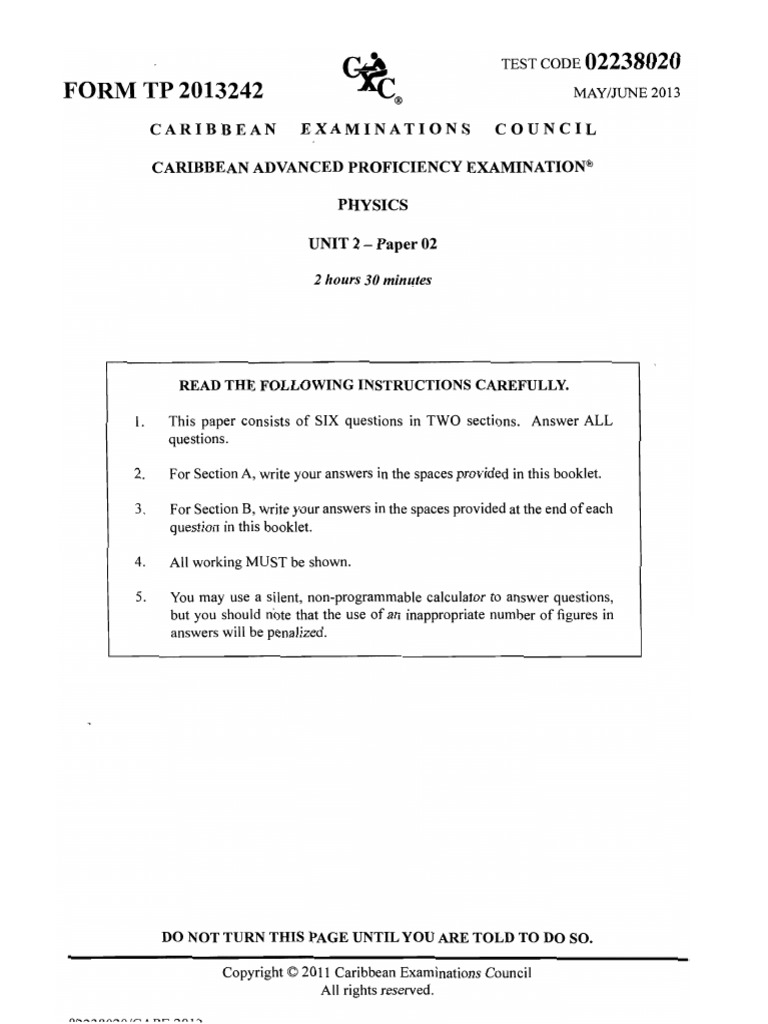 Cape unit 2 paper 2 2013 pdf amplifier operational amplifier