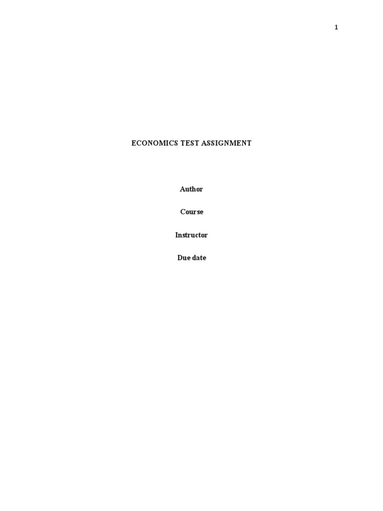 Economics Test Assignment Edited PDF Price Elasticity Of Demand