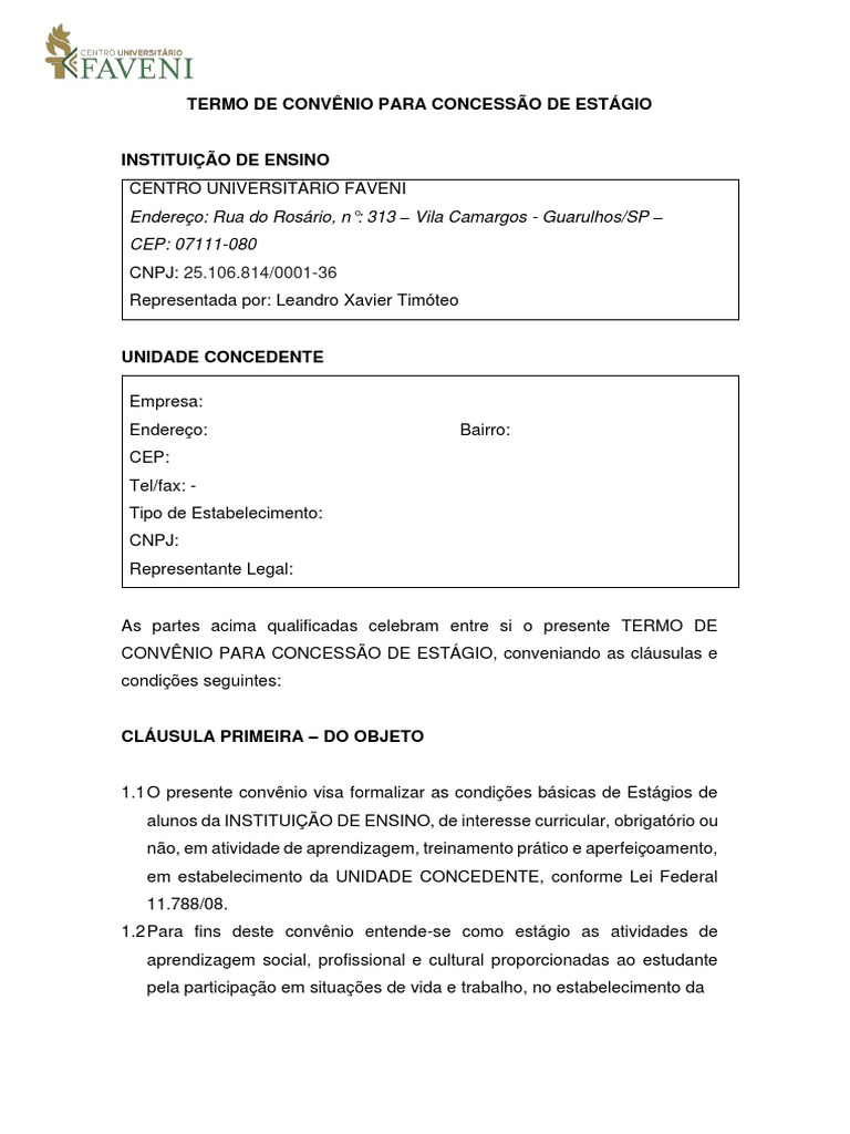 Termo de Convenio 1 | PDF | Estágio | Procura de emprego