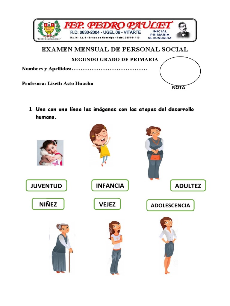 Examen Mensual Personal Social Segundo Grado | PDF