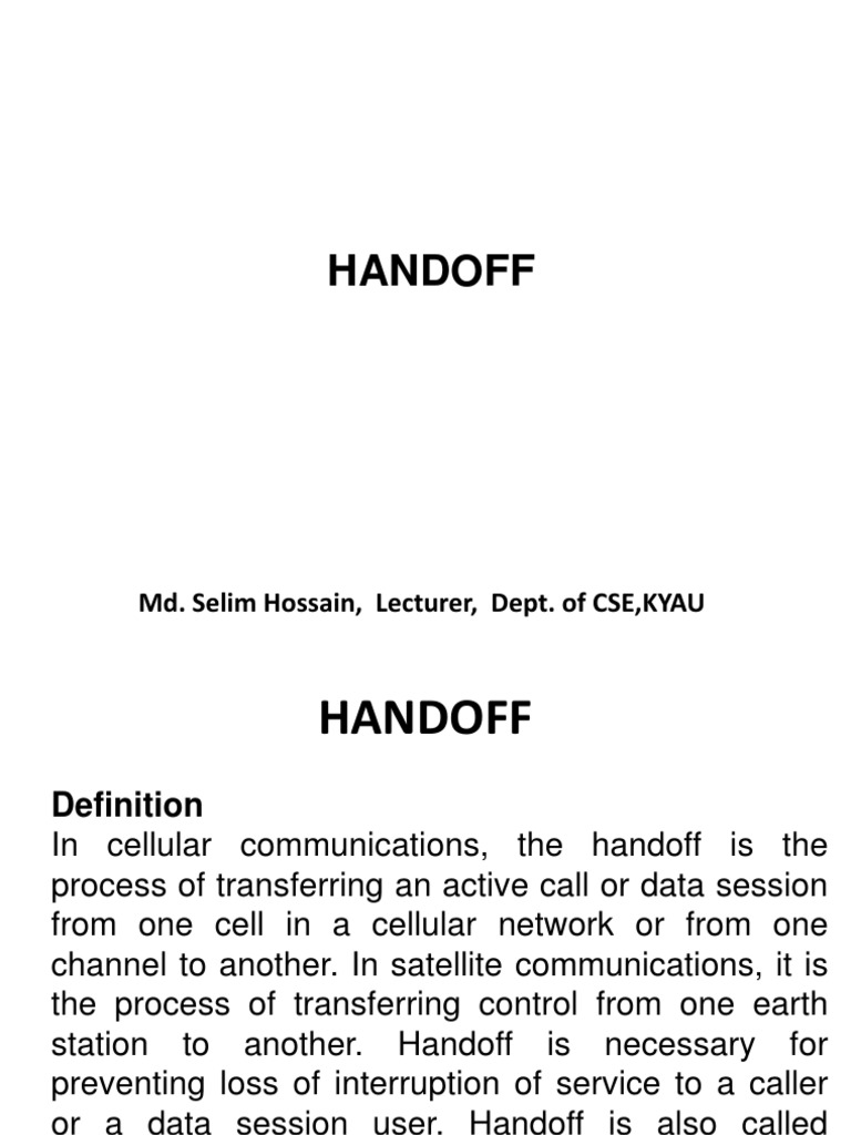 Hand Off PDF Cellular Network Computer Science