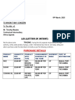 Letter of Intent For Rice Oil and Sugar