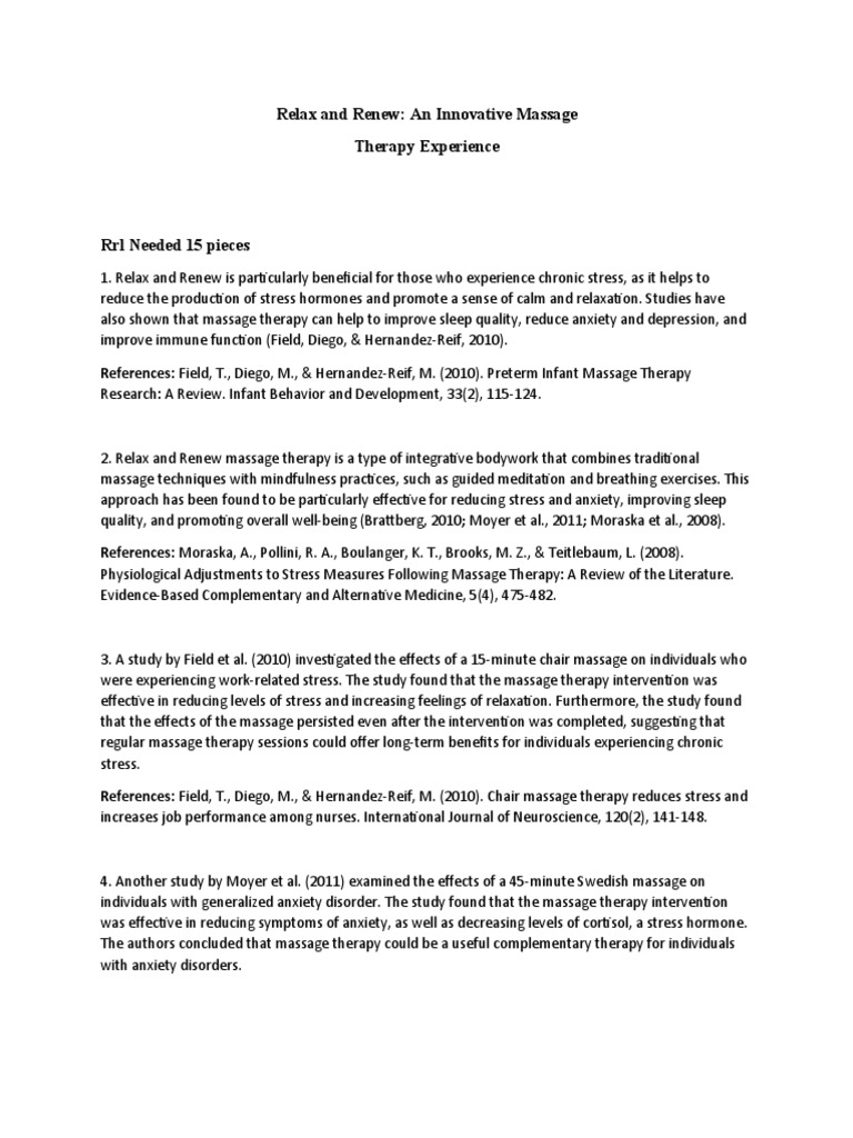 RRL Needed PDF Massage Relaxation (Psychology)