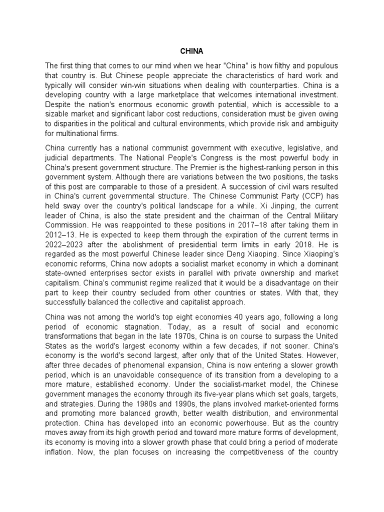 Overview of China's Economy and Politics | PDF | China | World Politics