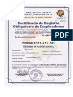 CERTIFICADO DE REGISTRO DE EMPLEADORES