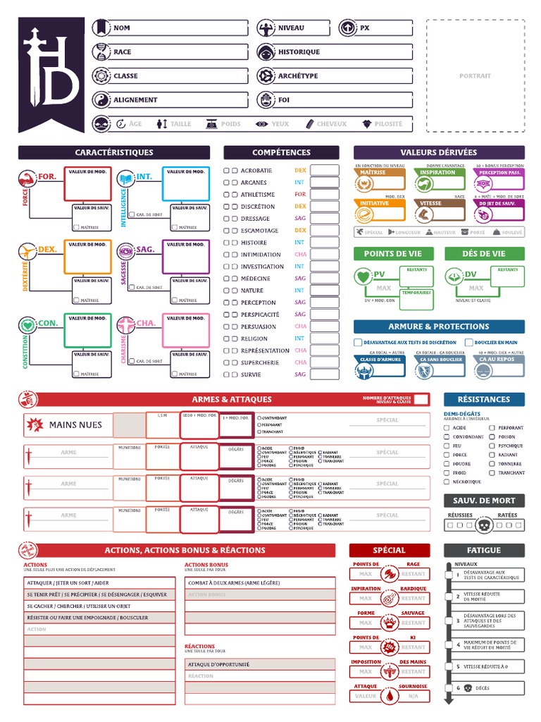 Feuille de personnage editable pdf pdf