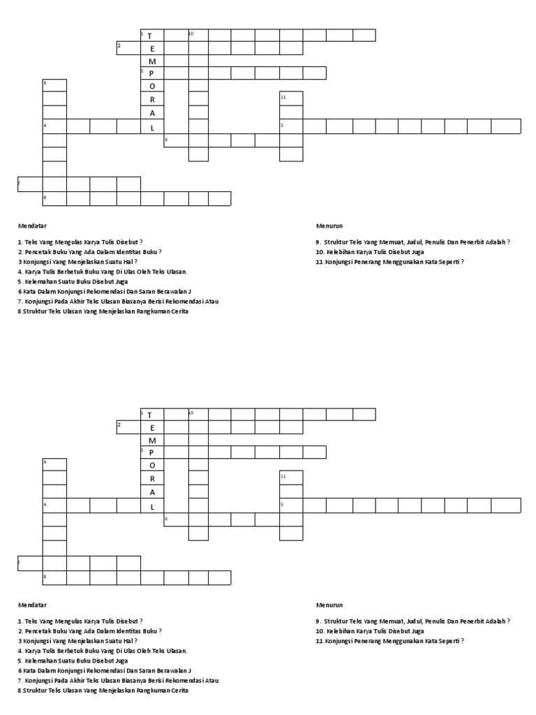 Teka Teki Silang Bahasa Indonesia | PDF