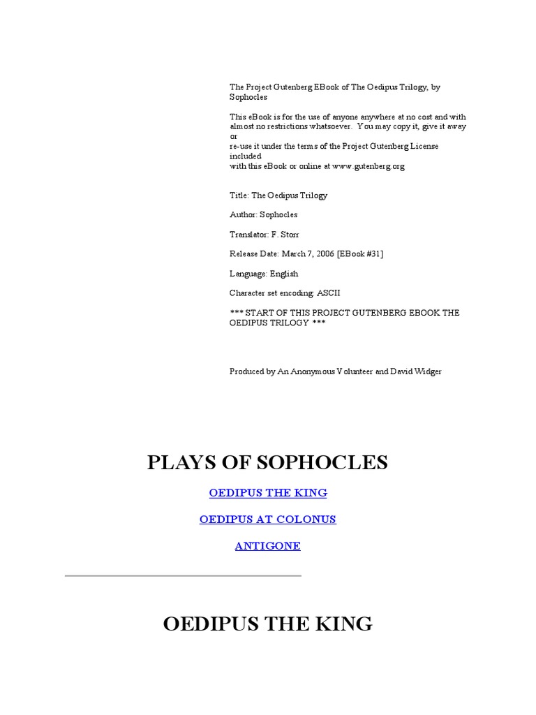 Oedipus The King Oedipus Sophocles