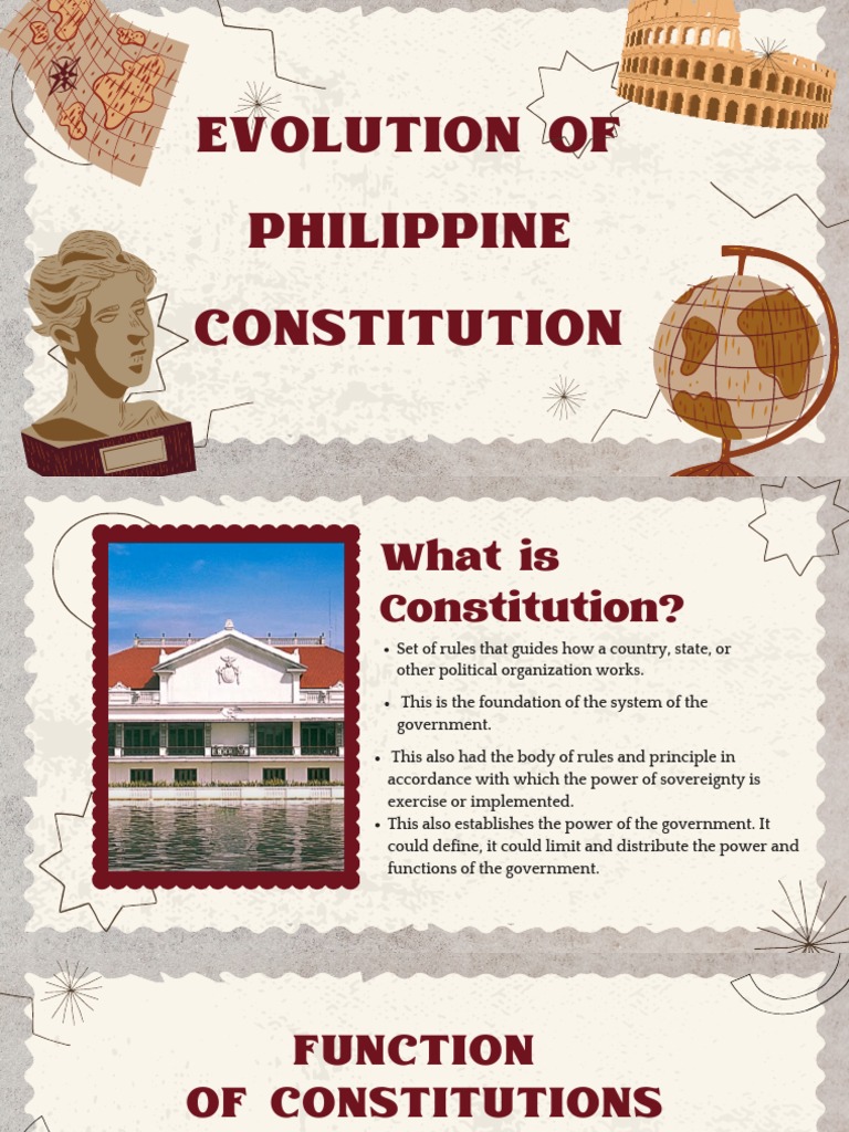 Philippine Constitution Evolution Overview | PDF | Government | Justice