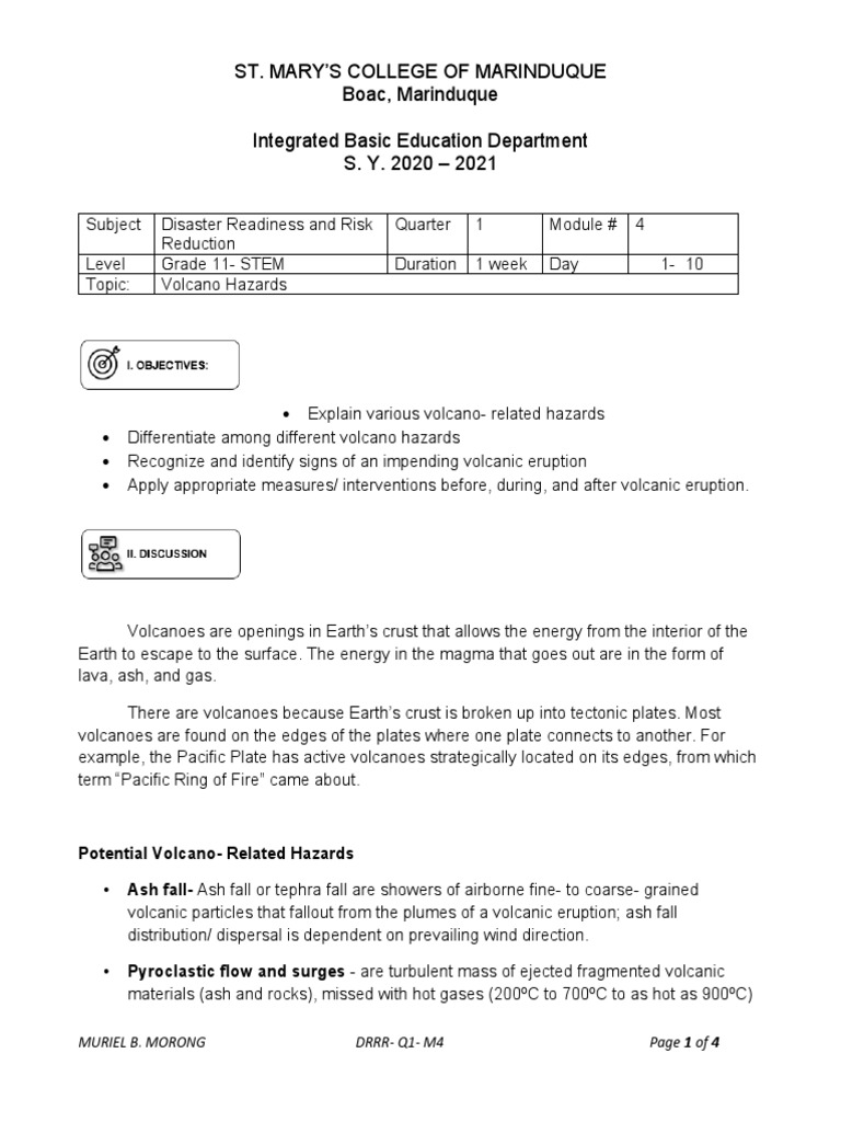 Drrr Q1 M4 Volcanic Hazards Pdf Volcano Volcanic Ash
