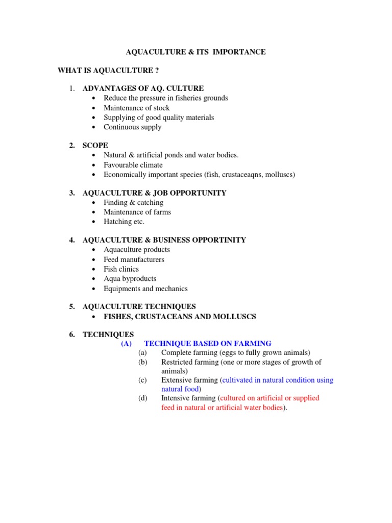 An Overview Of Aquaculture Techniques Species Benefits And Factors