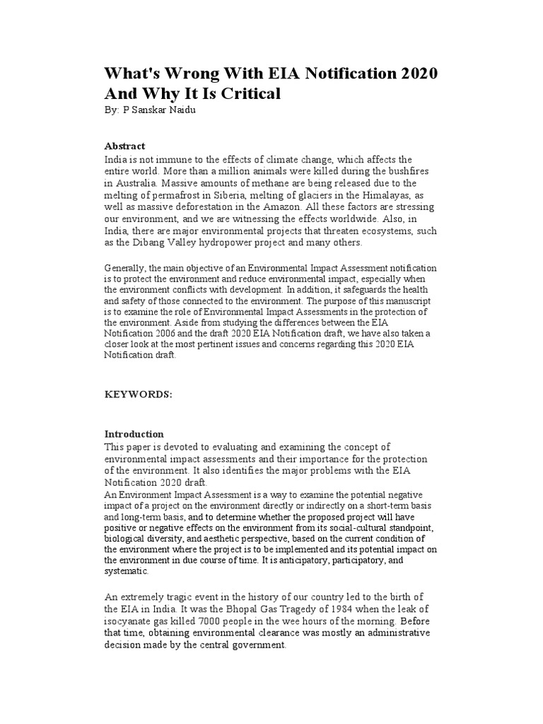 Issues with EIA Notification 2020 | PDF | Environmental Impact ...