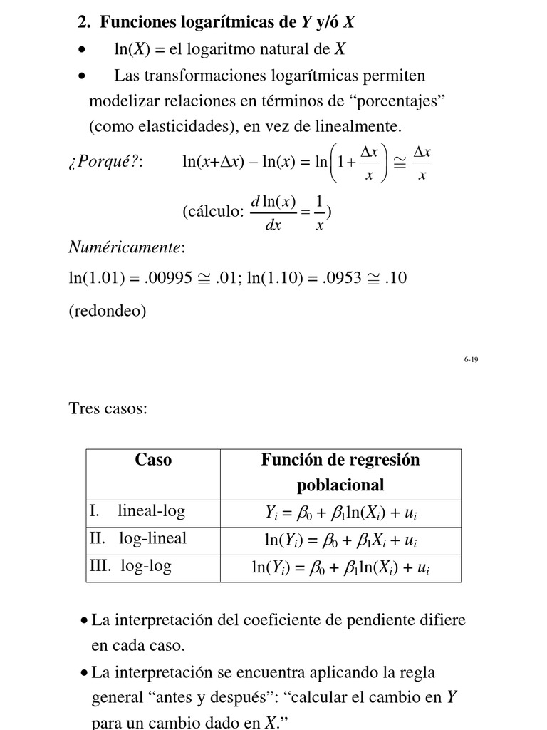 Transformaciones Log en Regressiones | PDF | Logaritmo | Análisis ...