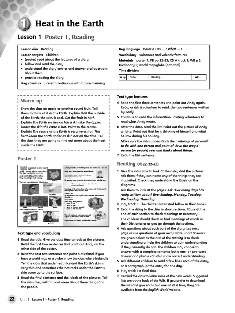 English World 6: Unit 1 Lesson Plan | PDF | Volcano | Question