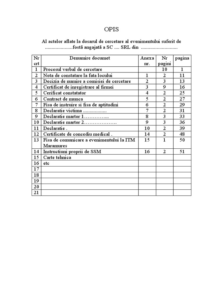 Model Opis Dosar Acc | PDF