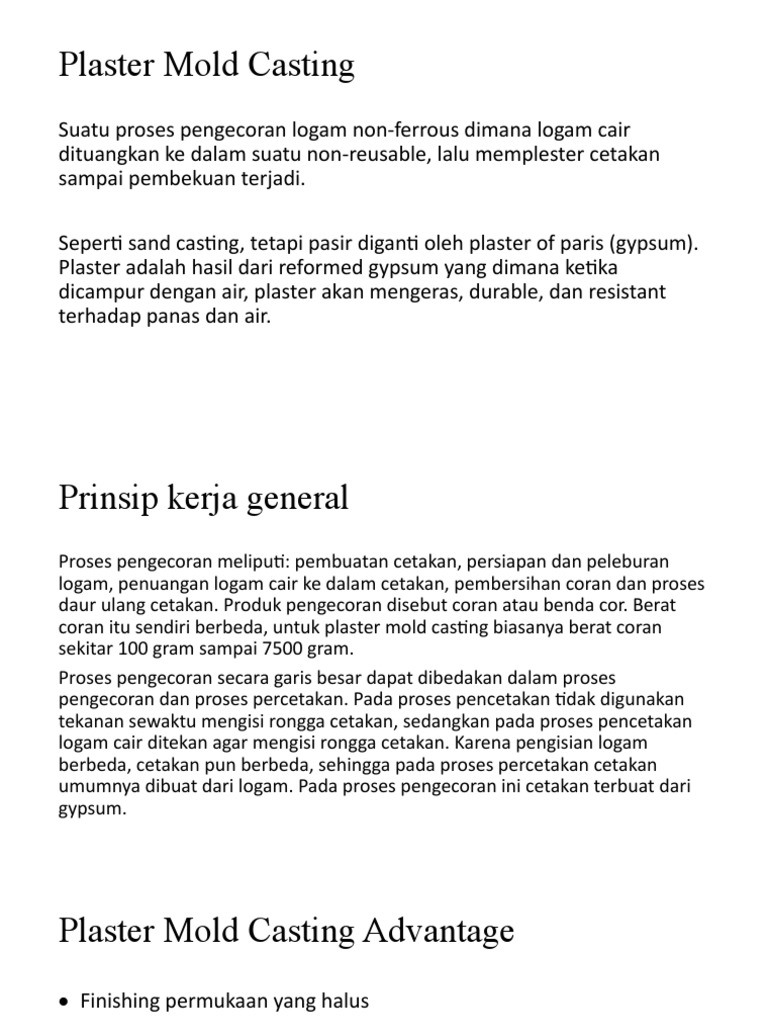 Plaster Mold Casting PDF