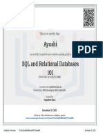 IBM DB0101EN Certificate - Cognitive Class - PDF SQL PDF