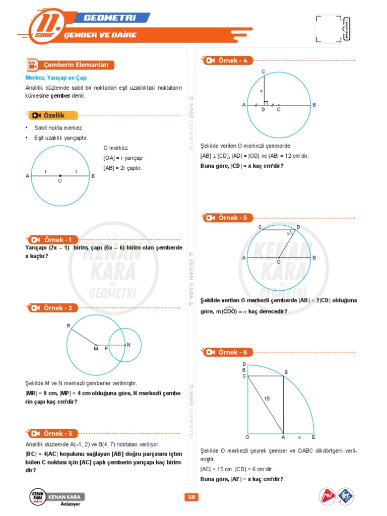 ÇEMBER Ve DAİRE-1 (Çemberin Elemanları) PDF | PDF