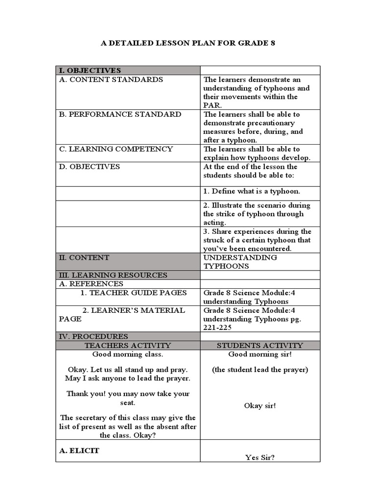 Understanding Typhoons: Grade 8 Lesson Plan | PDF | Tropical Cyclones ...