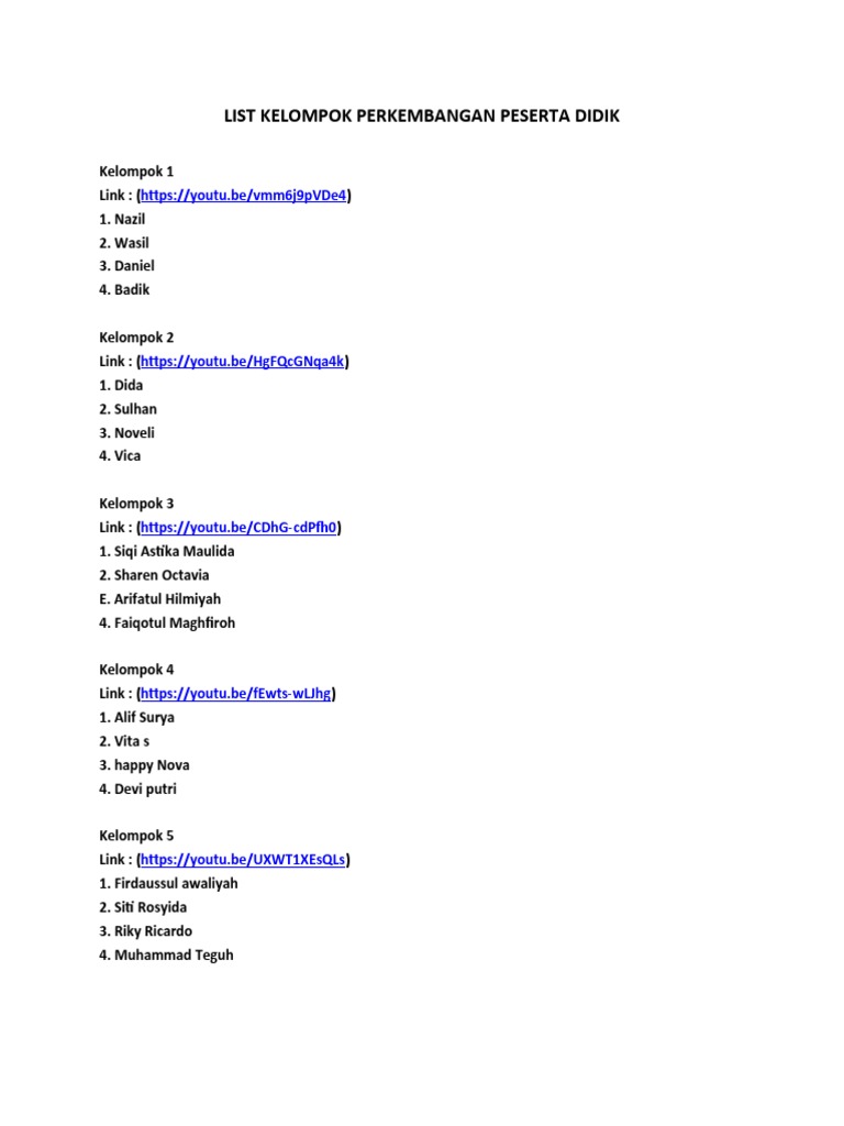 List Kelompok PDD | PDF