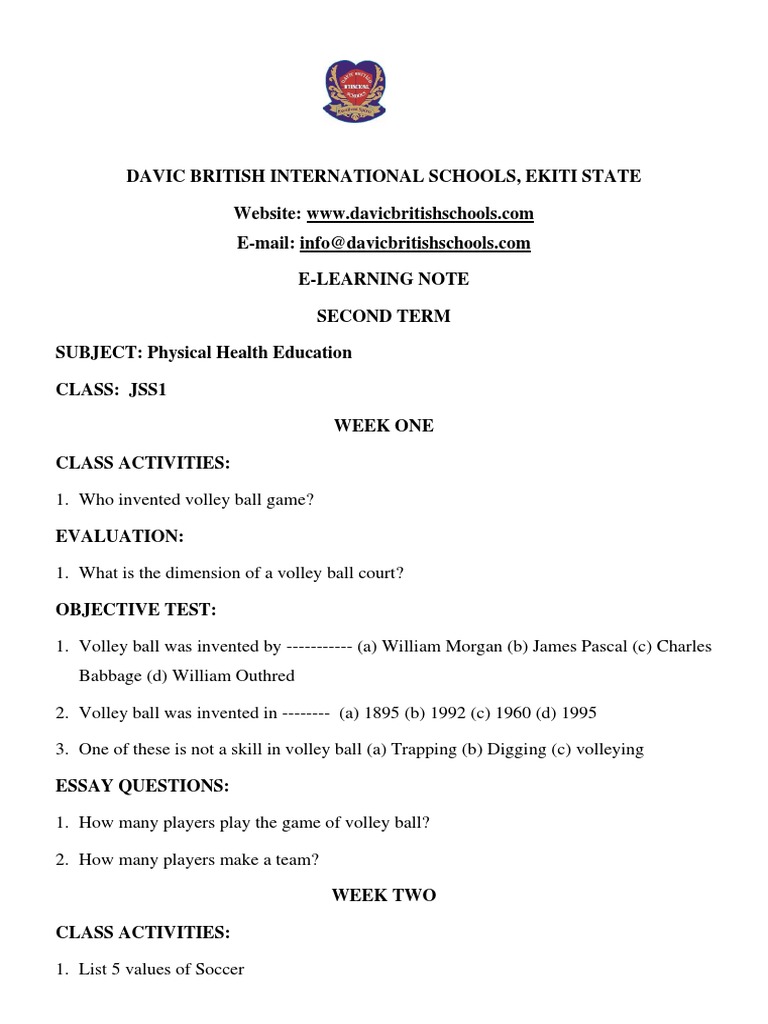 JSS 1 Phe Enote PDF Waste Management Sports
