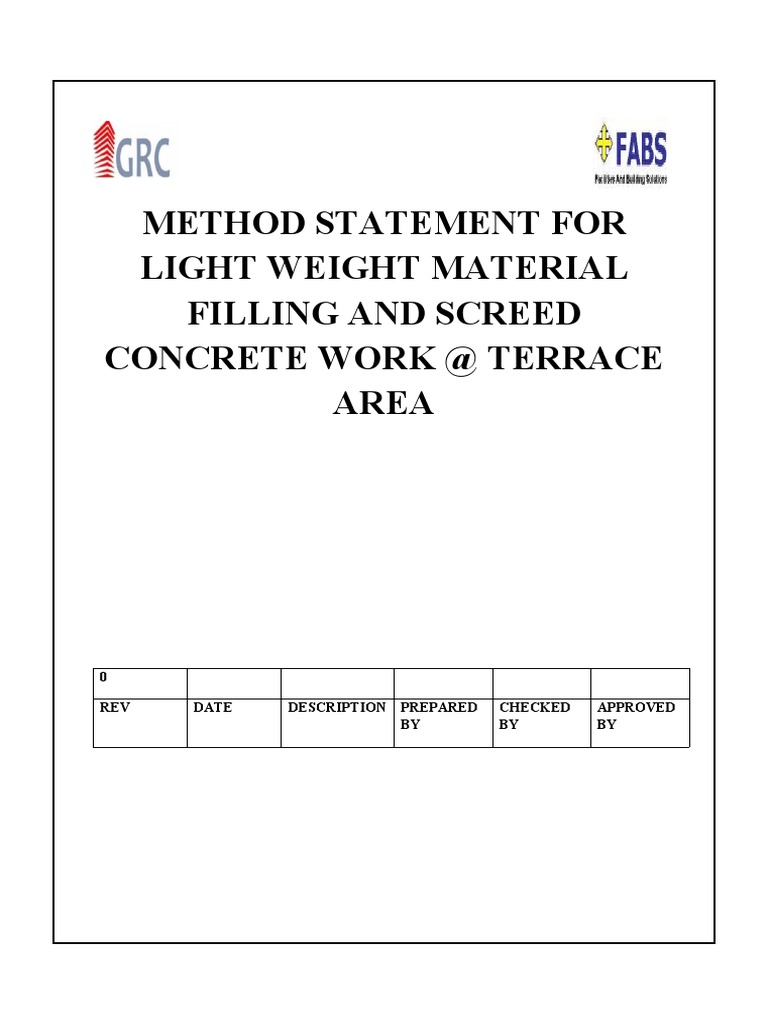 Lightweight Filling and Screed Methodology | PDF | Concrete | Cement