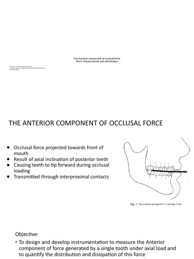 The Anterior Component of Occlusal Force PDF Tooth Dentistry Branches