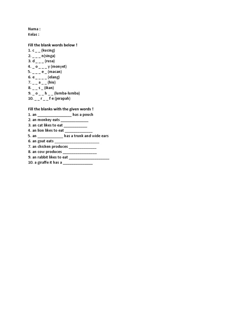 Soal Animals Grade 2 | PDF