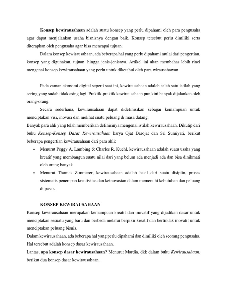 Konsep dasar kewirausahaan pdf