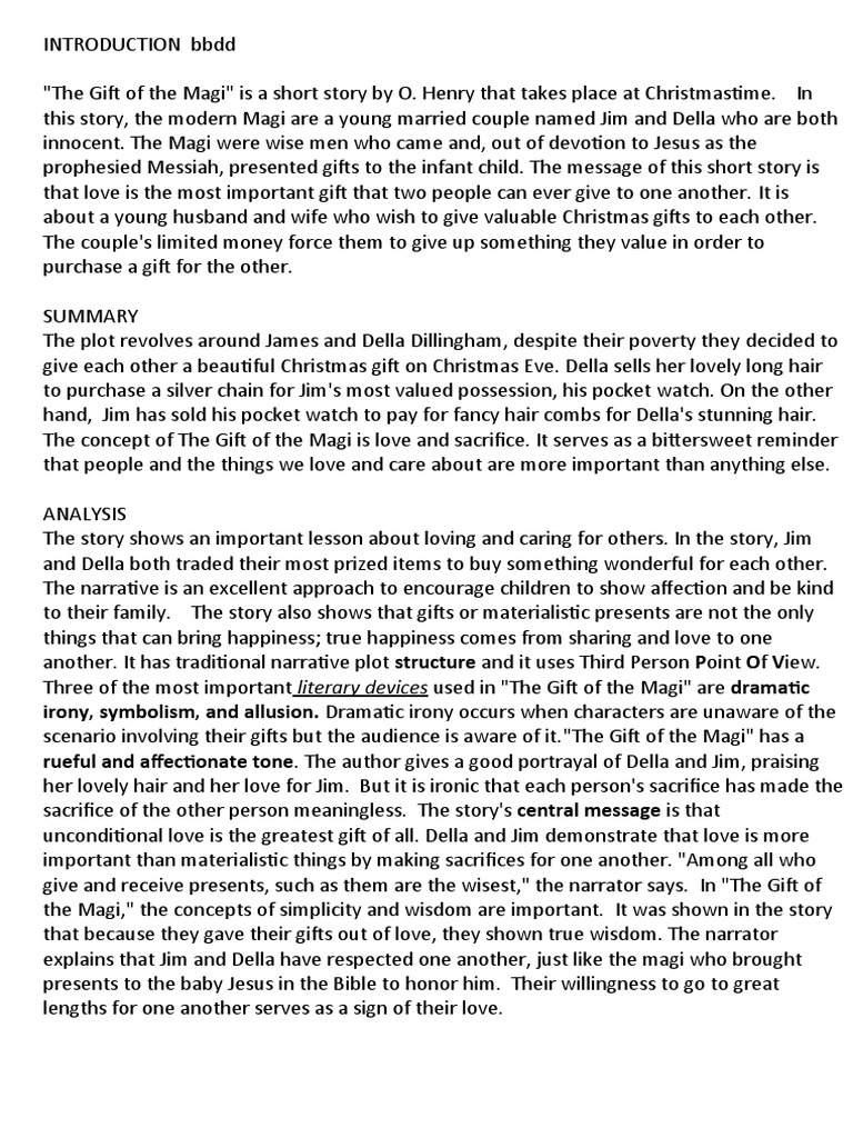 Gift of Magi PDF Irony Christmas