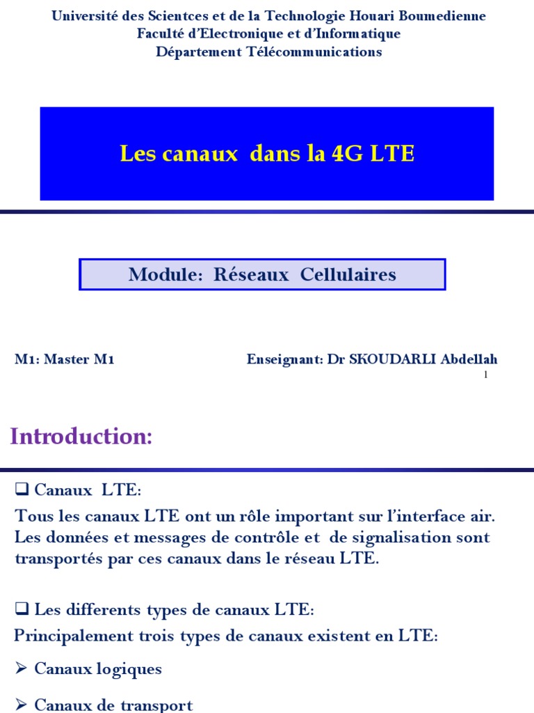Canaux LTE en 4G : Types et Fonctions | PDF | LTE (Télécommunication) | GSM