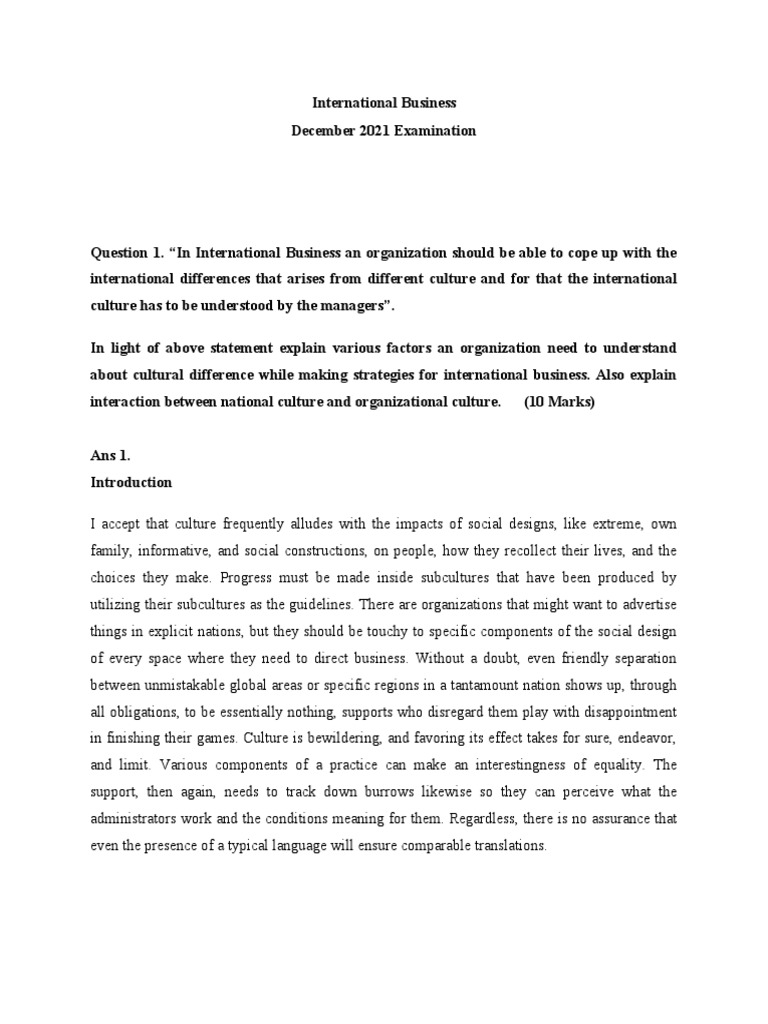 Understanding Cultural Differences and Organizational Culture in