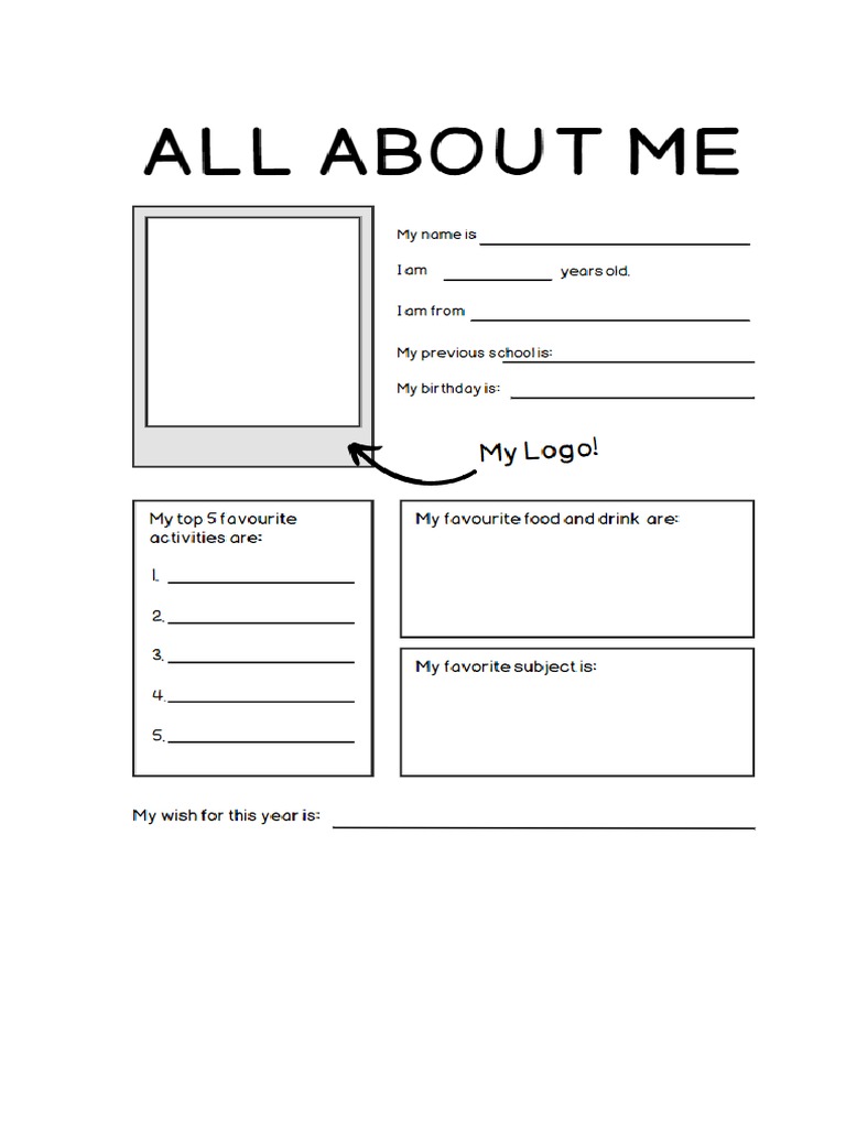 All About Me Template PDF