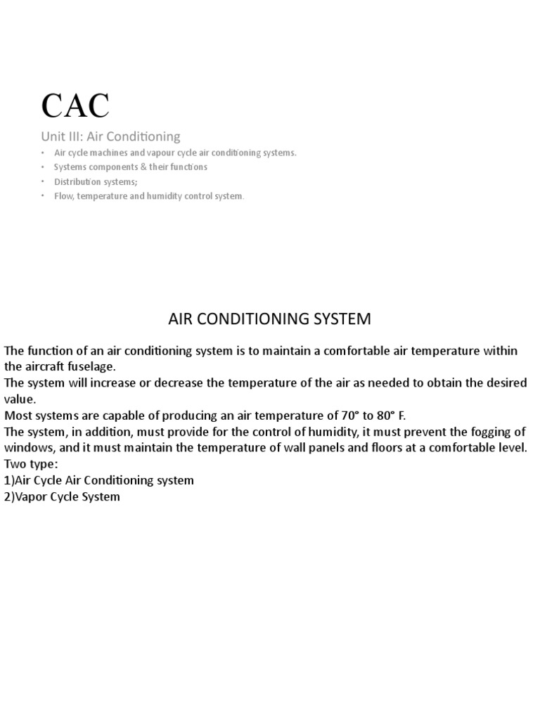 Aircraft Air Conditioning Systems Overview | PDF | Heat Exchanger | Air ...