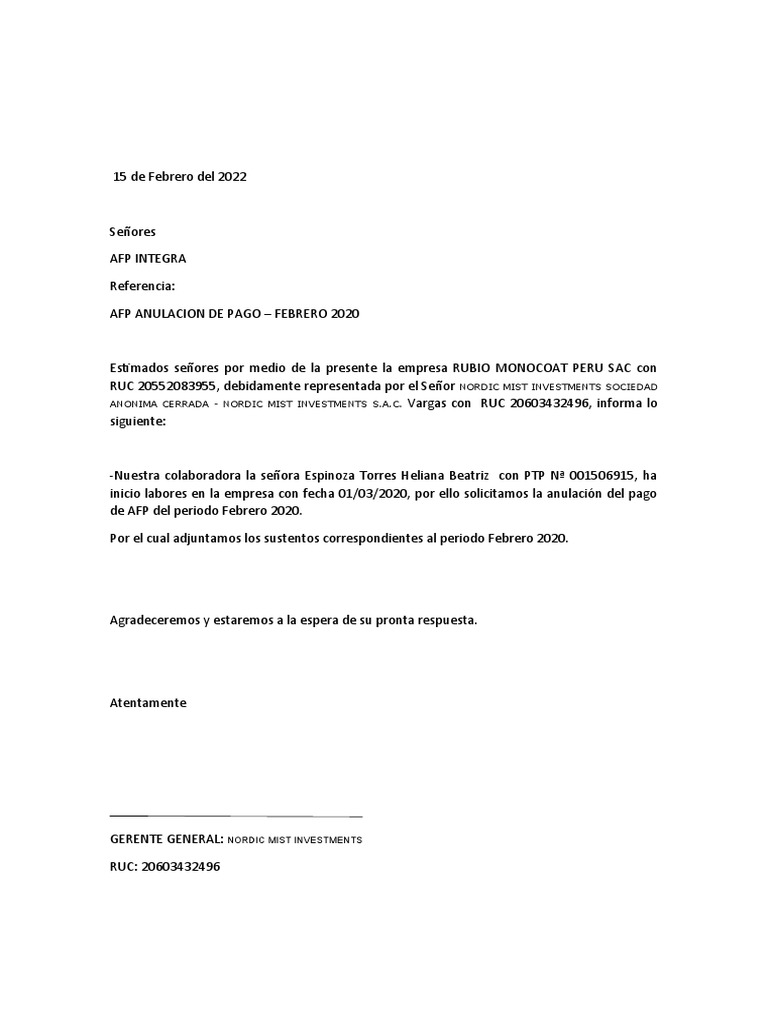 Carta Afp Integra | PDF