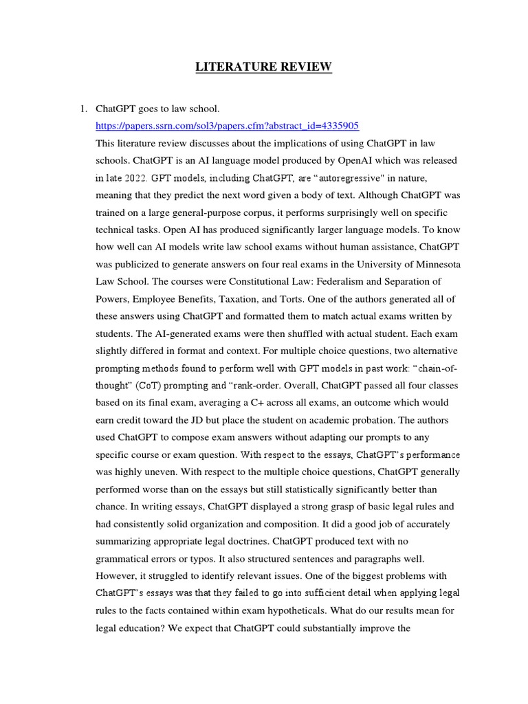 ChatGPT Literature Review PDF Artificial Intelligence