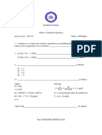 Química - Chave e Cotação de Teste