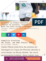Mané É Cortado Da Copa Senegal Ainda Celebra o Q PDF